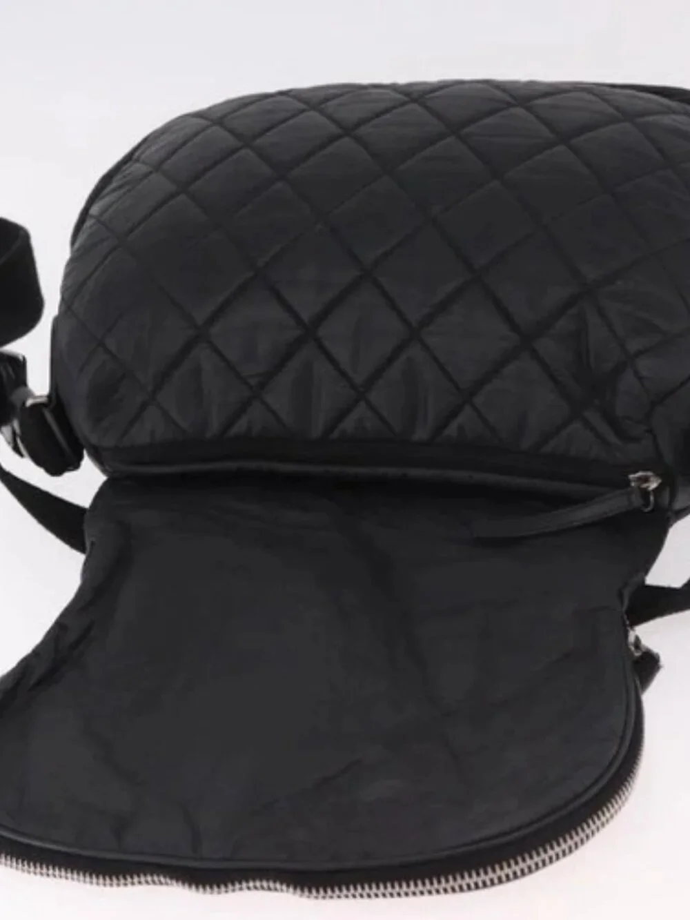 CHANEL Matelasse Shoulder Bag Coated Canvas Black Silver CC Auth bs35469
